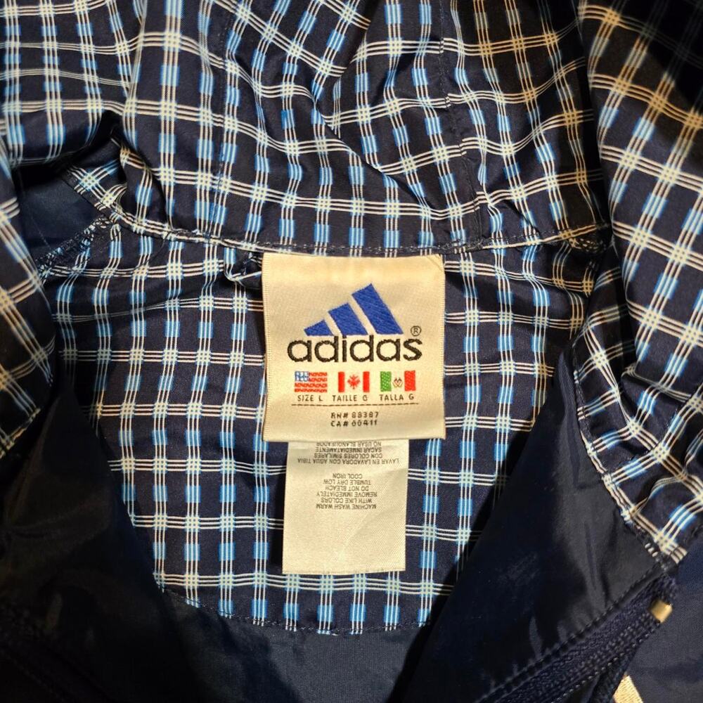 Vintage 90s Adidas Plad hooded windbreaker. Mens L - Picture 5 of 5